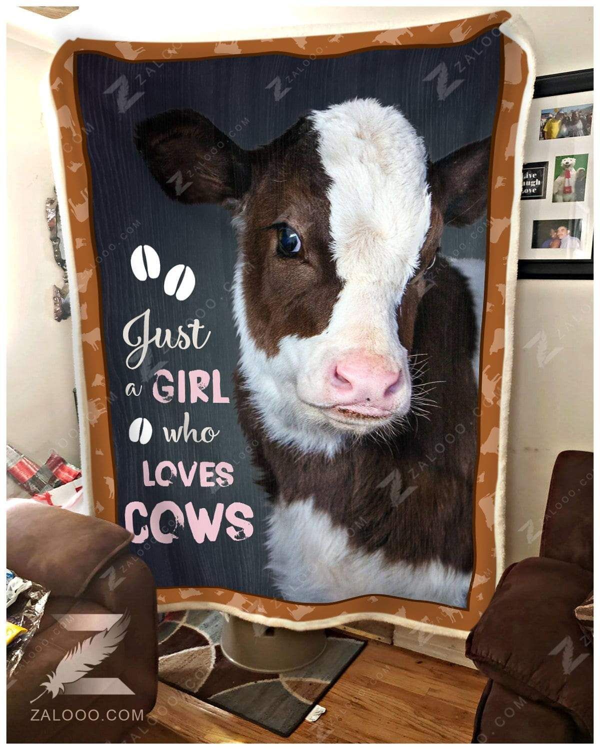 Cow Just A Girl Sherpa Fleece Blanket