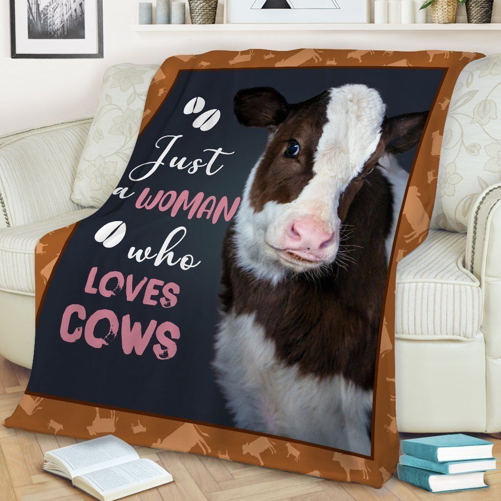 Cow Just A Woman Who Loves Cows Sherpa Fleece Blanket