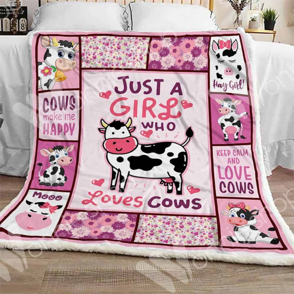 Cow Keep Calm And Love Cows Sherpa Fleece Blanket