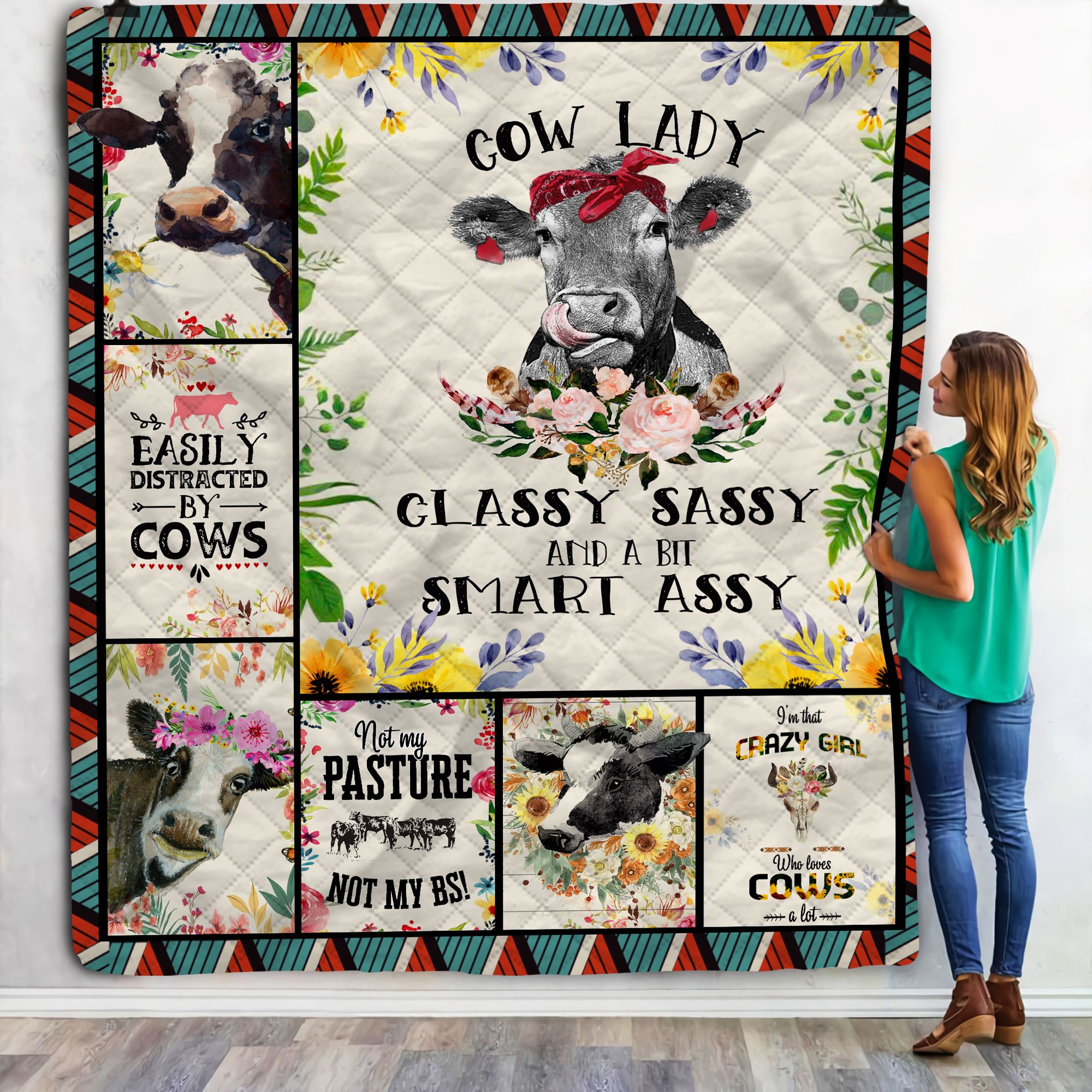 Cow Lady Fleece Blanket