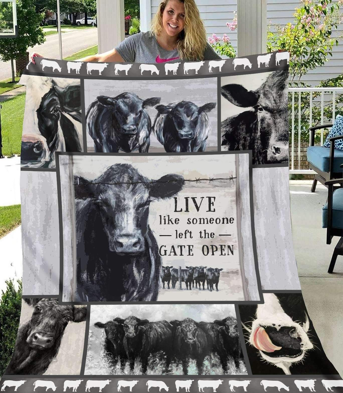 Cow Live Like Someone Sherpa Fleece Blanket