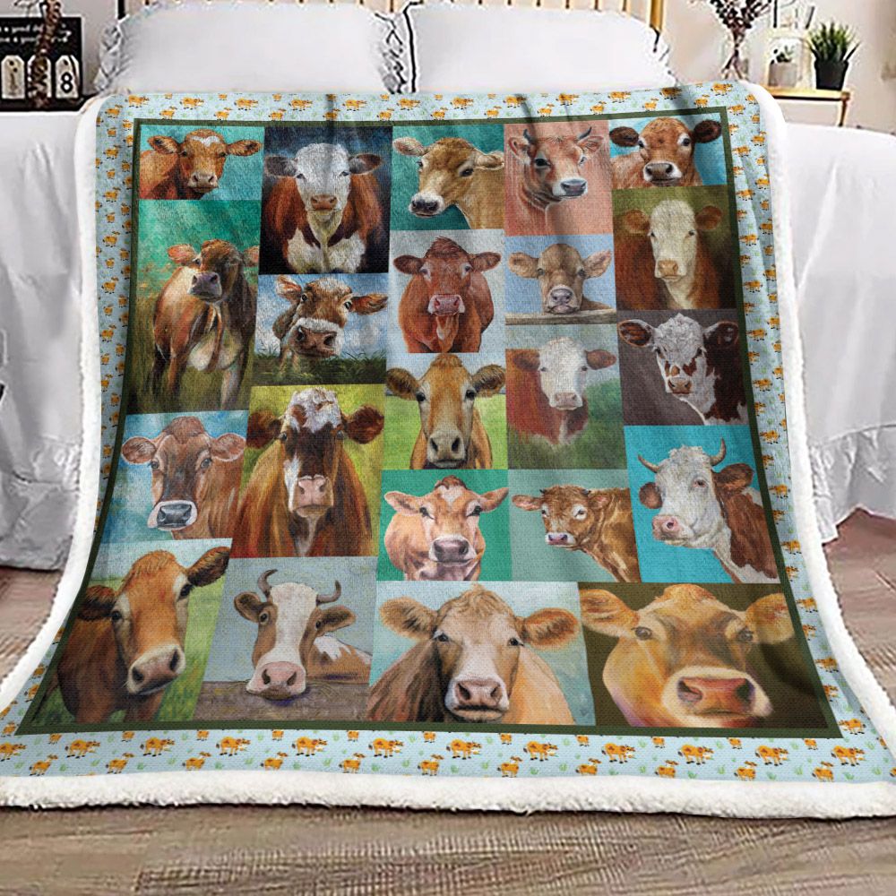 Cow Sherpa Fleece Blanket