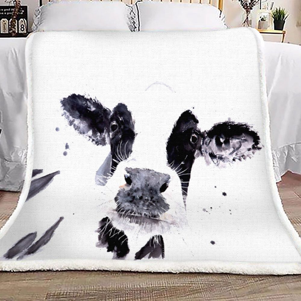 Cow Sherpa Fleece Blanket