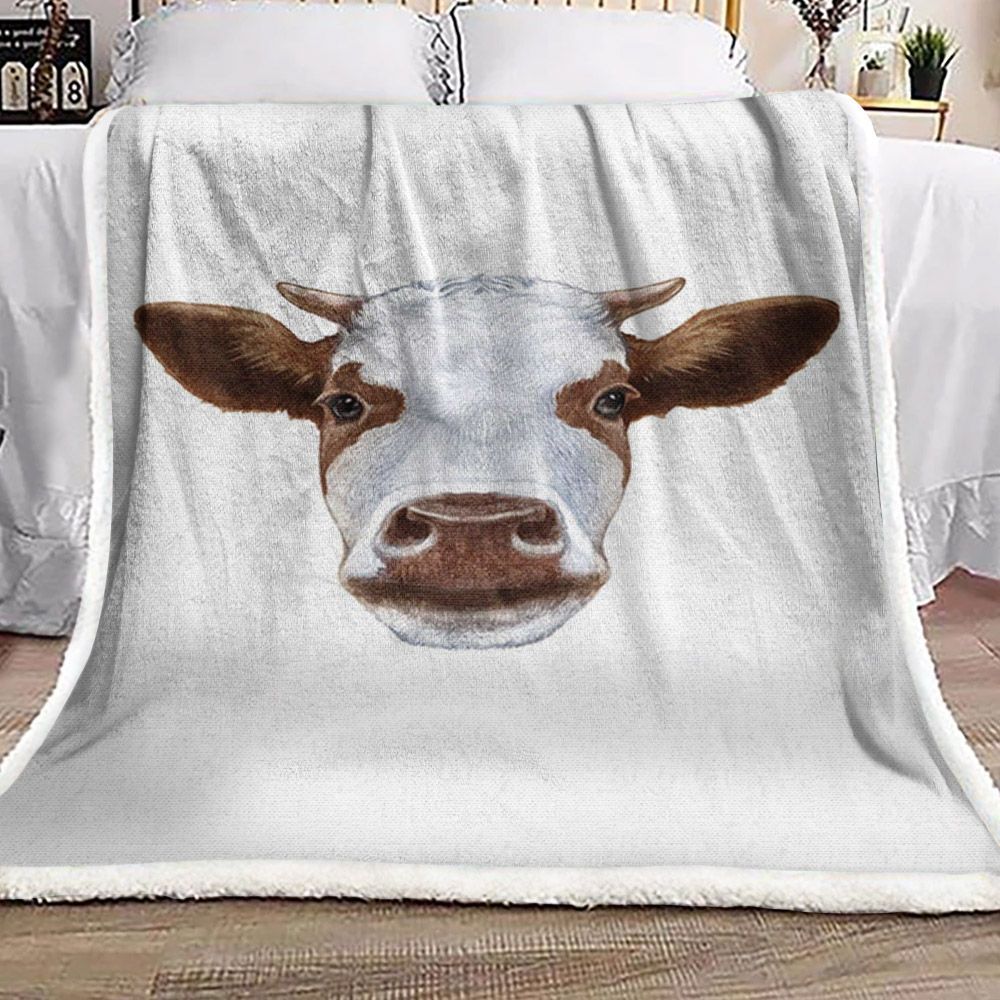 Cow Sherpa Fleece Blanket