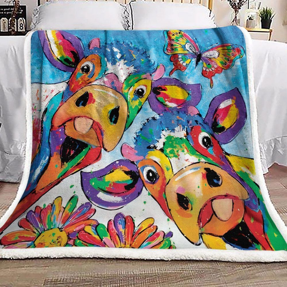 Cow Sherpa Fleece Blanket