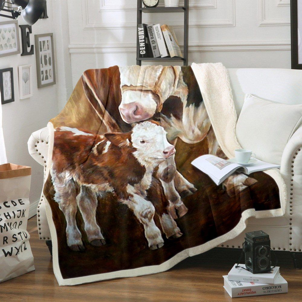 Cow Mom Sherpa Fleece Blanket