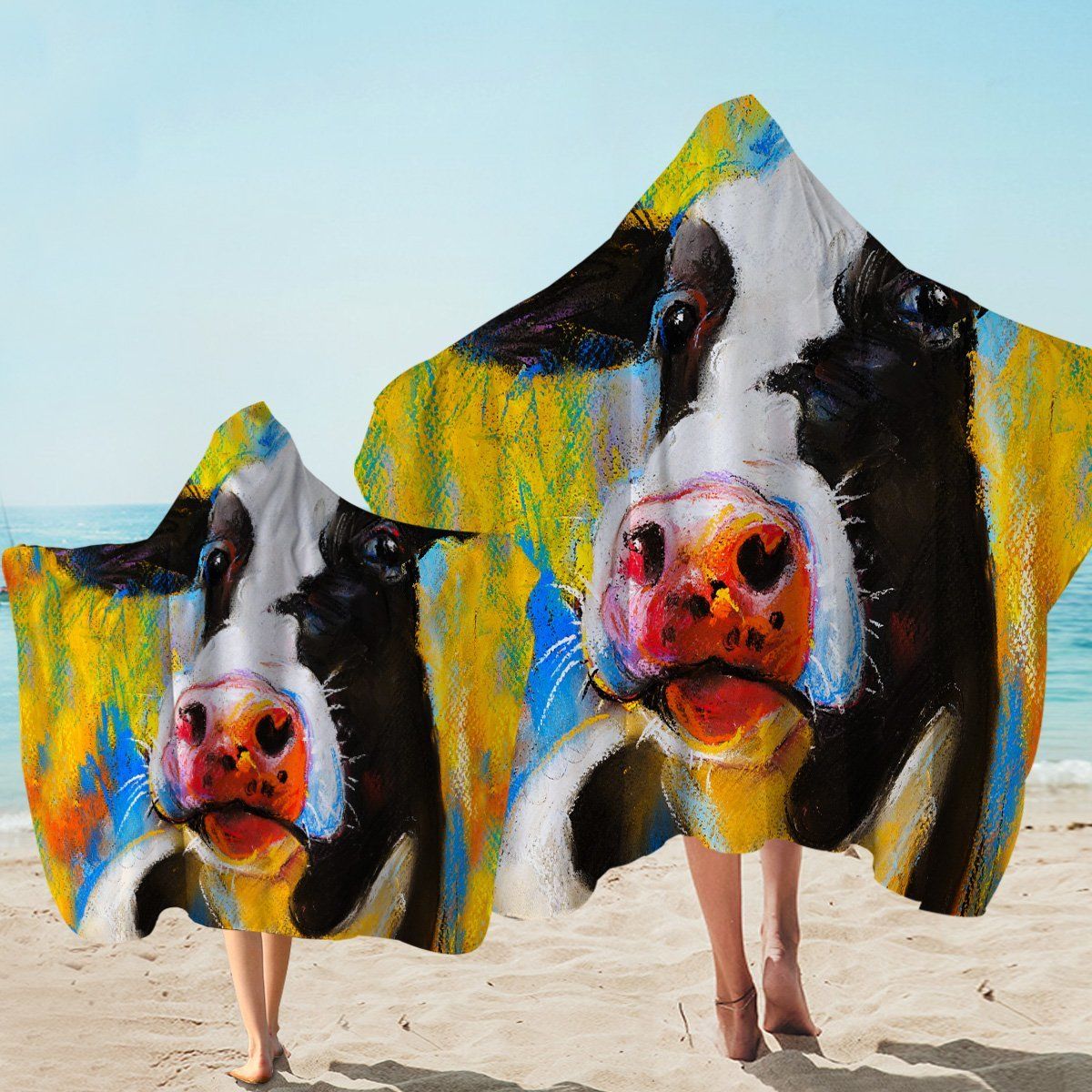 Cow Mugshot Welcome To Our Farmhouse Printed Hooded Towel