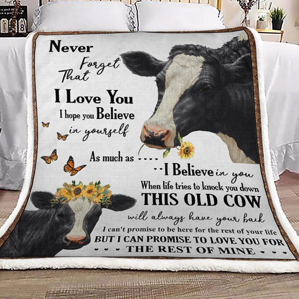 Cow Never Forget Sherpa Fleece Blanket
