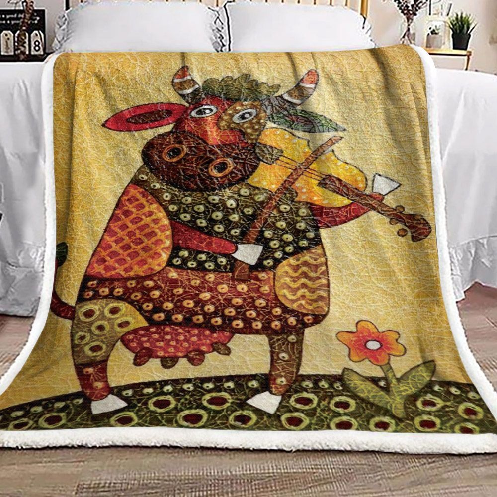 Cow Sherpa Fleece Blanket