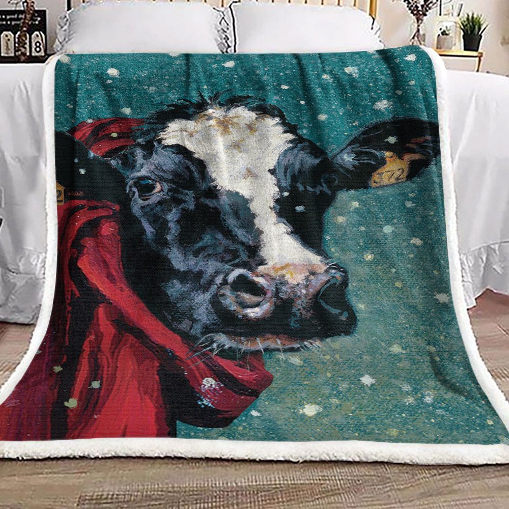 Cow Sherpa Fleece Blanket