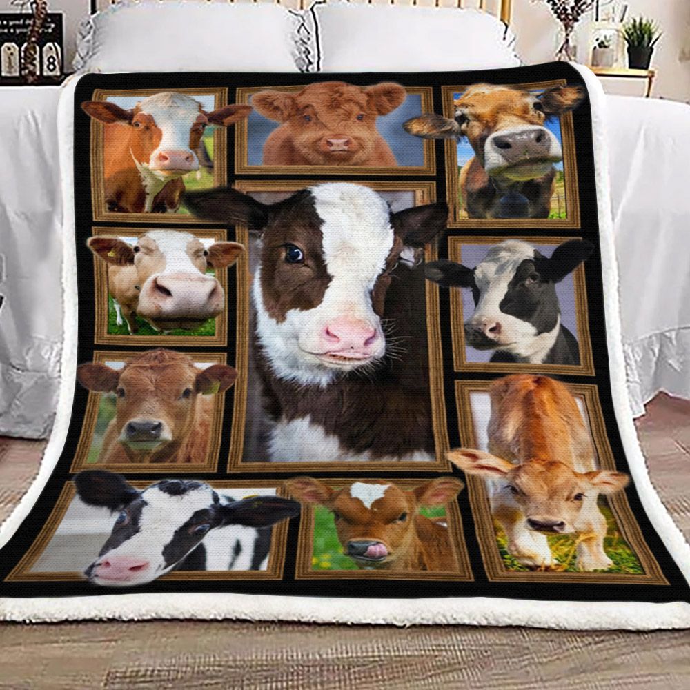 Cow Sherpa Fleece Blanket