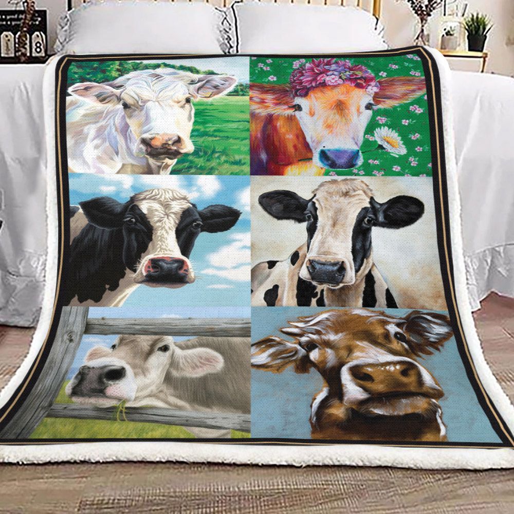 Cow On The Farm Sherpa Fleece Blanket