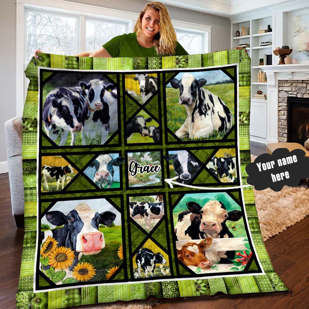 Cow Personalized Quilt Blanket LML100620DT