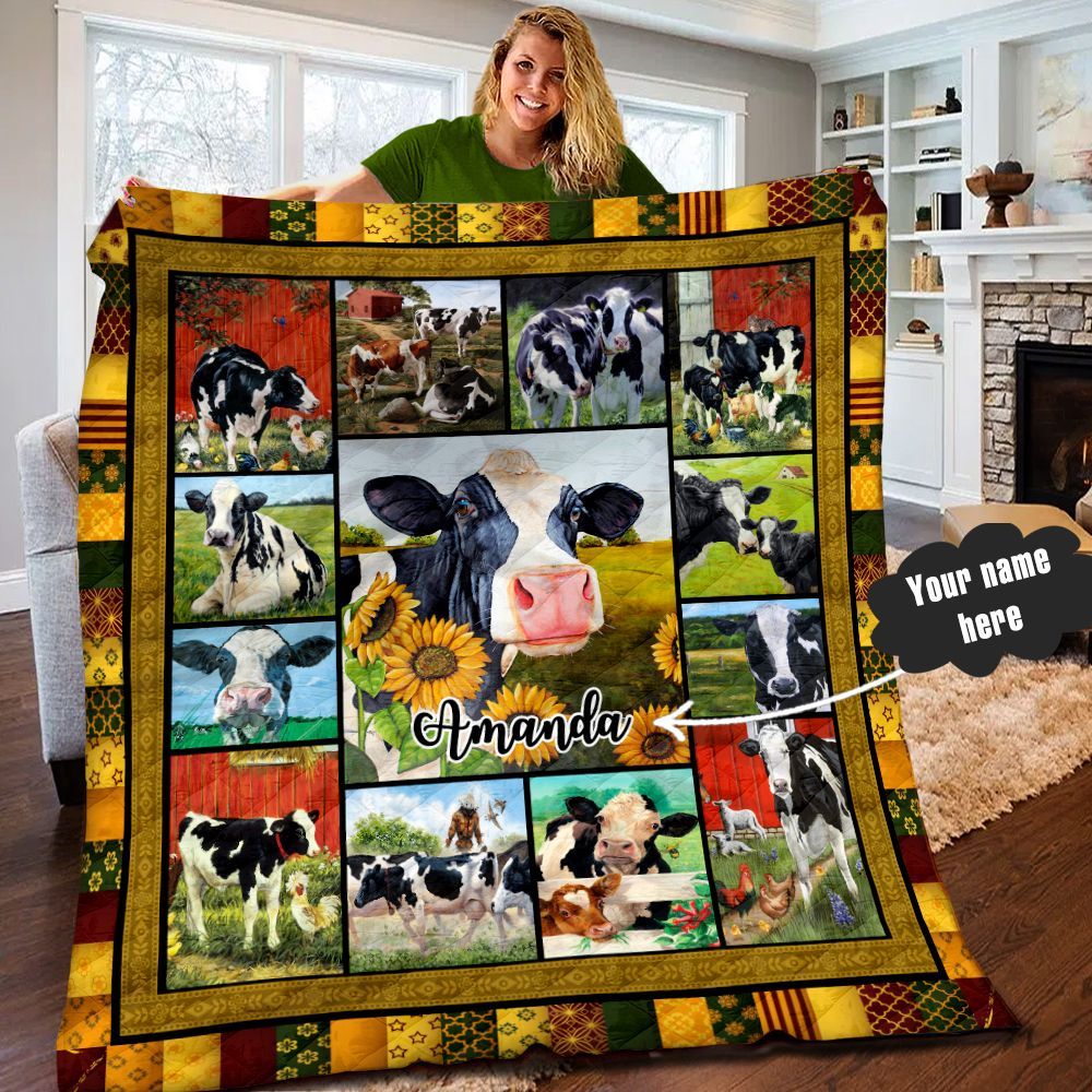 Cow Personalized Quilt Blanket LML100621DT