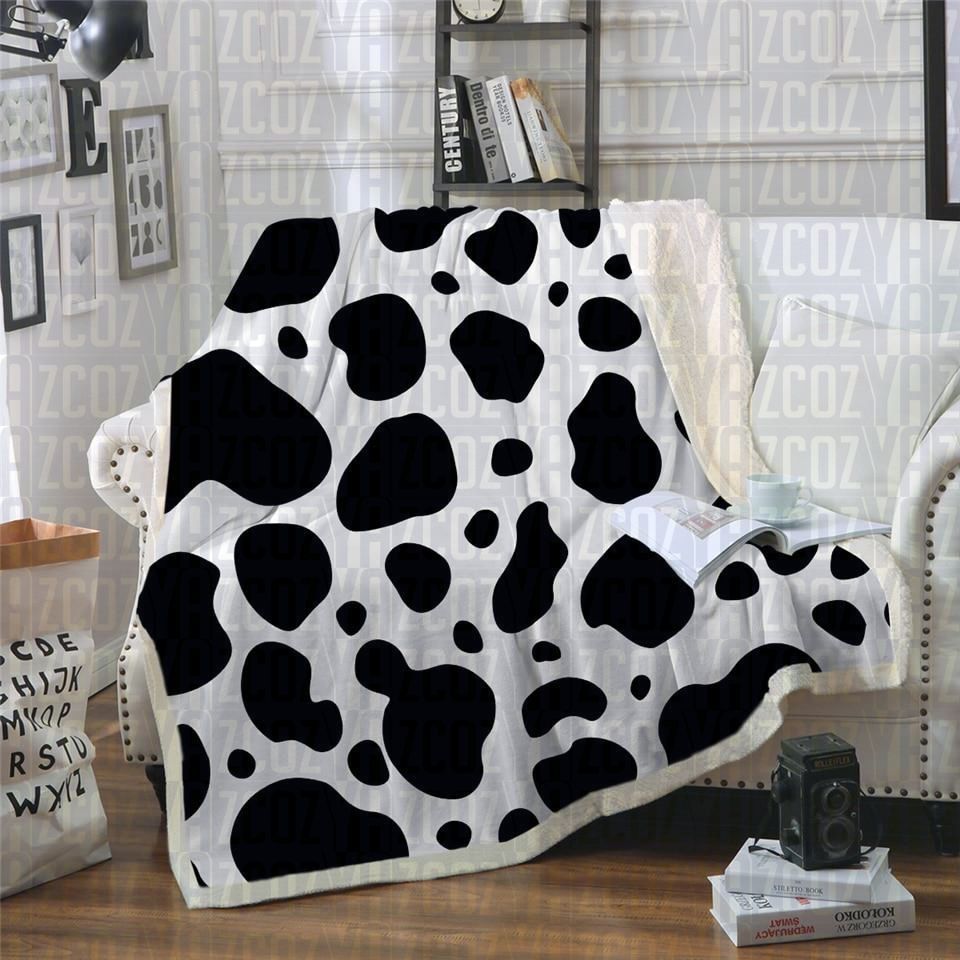 Cow Print Sherpa Fleece Blanket