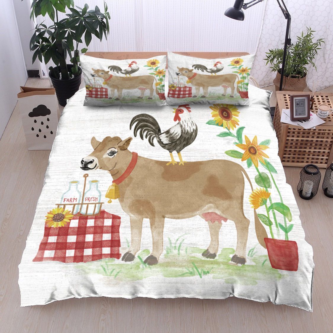 Cow Rooster Bedding Set