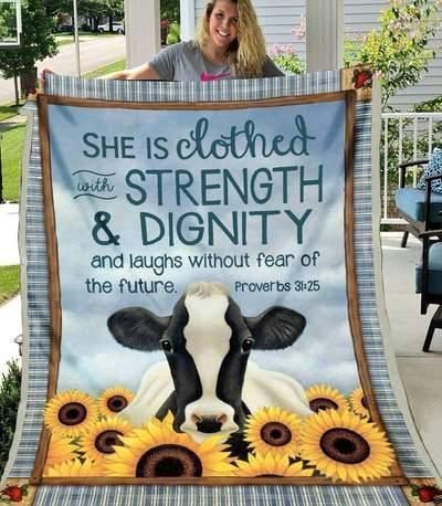 Cow She Is Clothed Sherpa Fleece Blanket