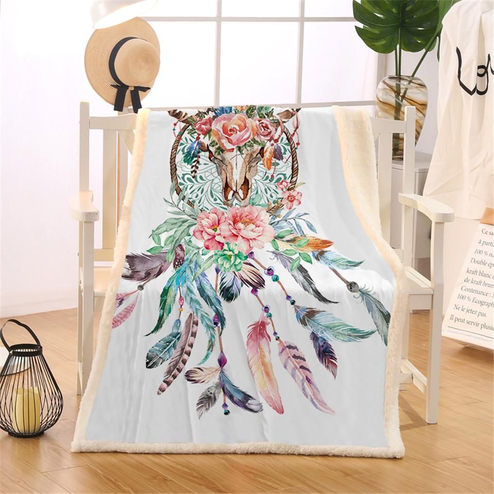 Cow Skull Sherpa Fleece Blanket