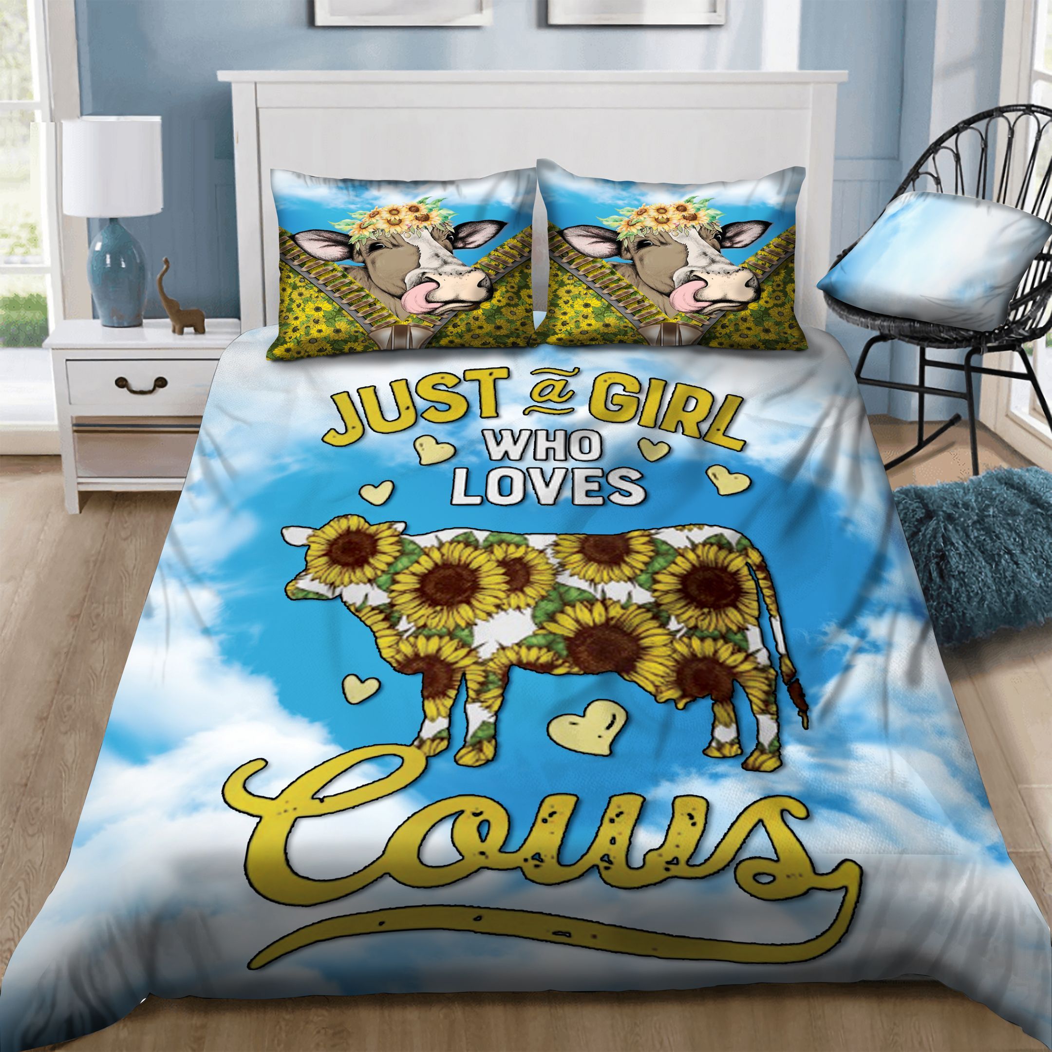 Cow Sunflower  Bedding Set