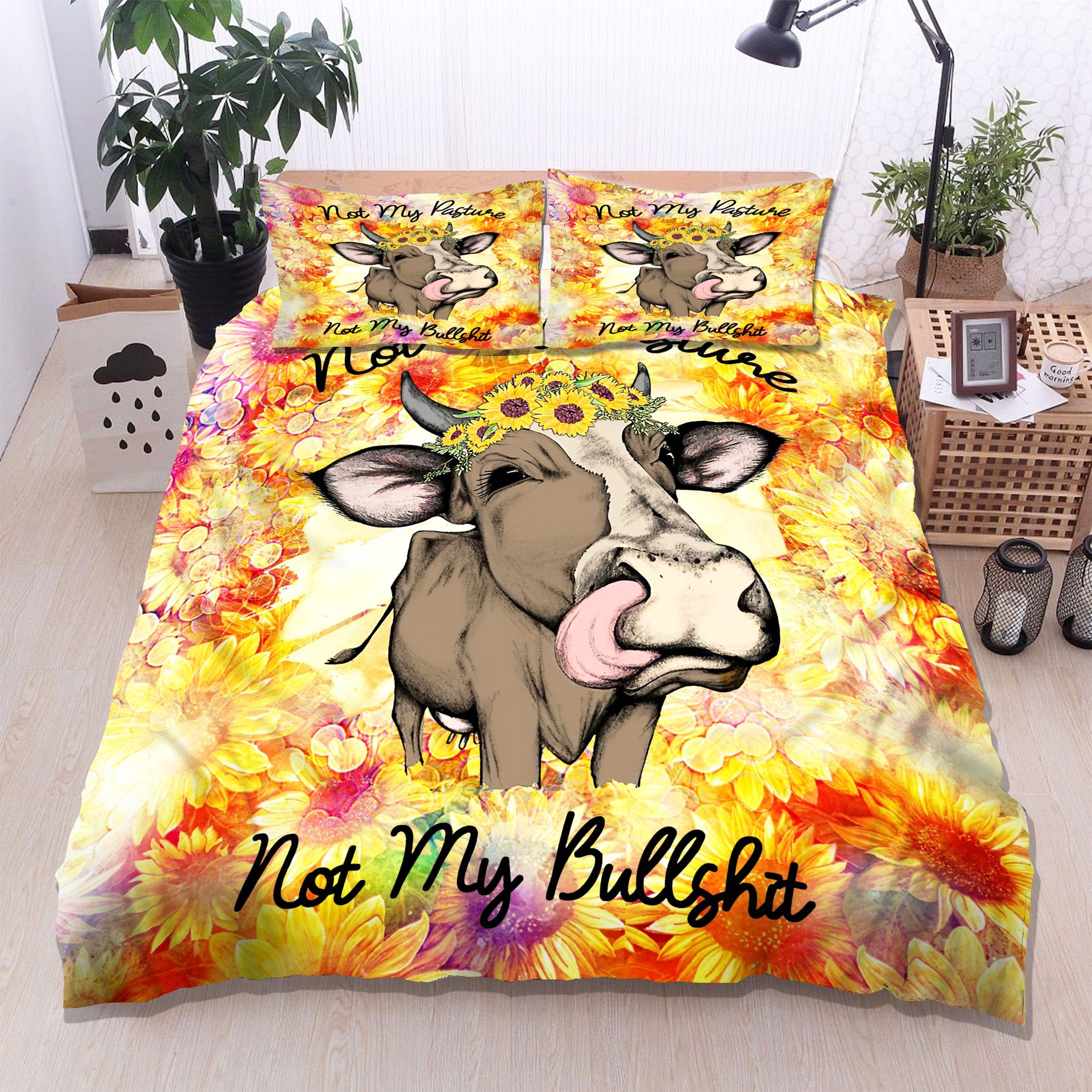 Cow Sunflower Bedding Set