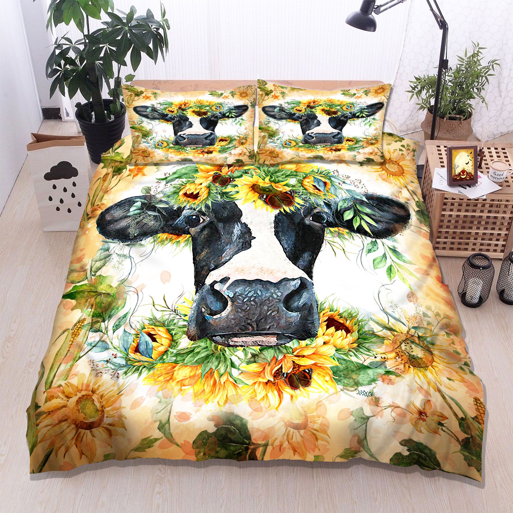 Cow Sunflower Bedding Set