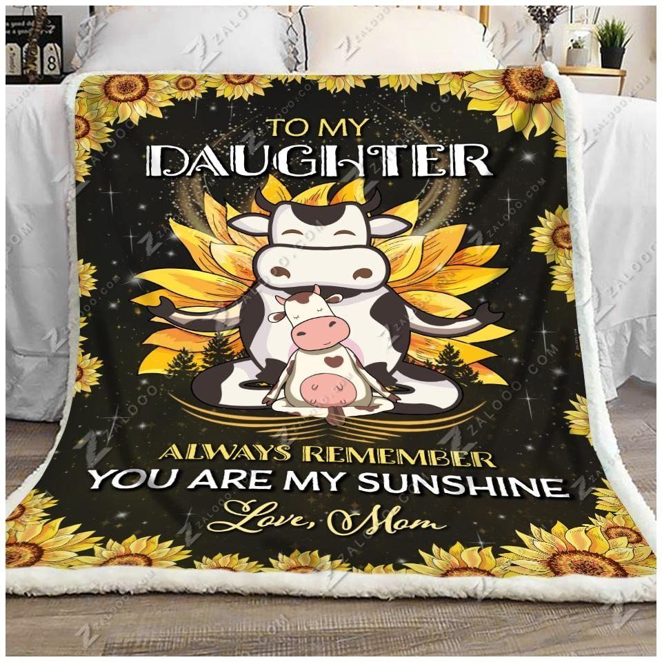 Cow Sunflower Sherpa Fleece Blanket