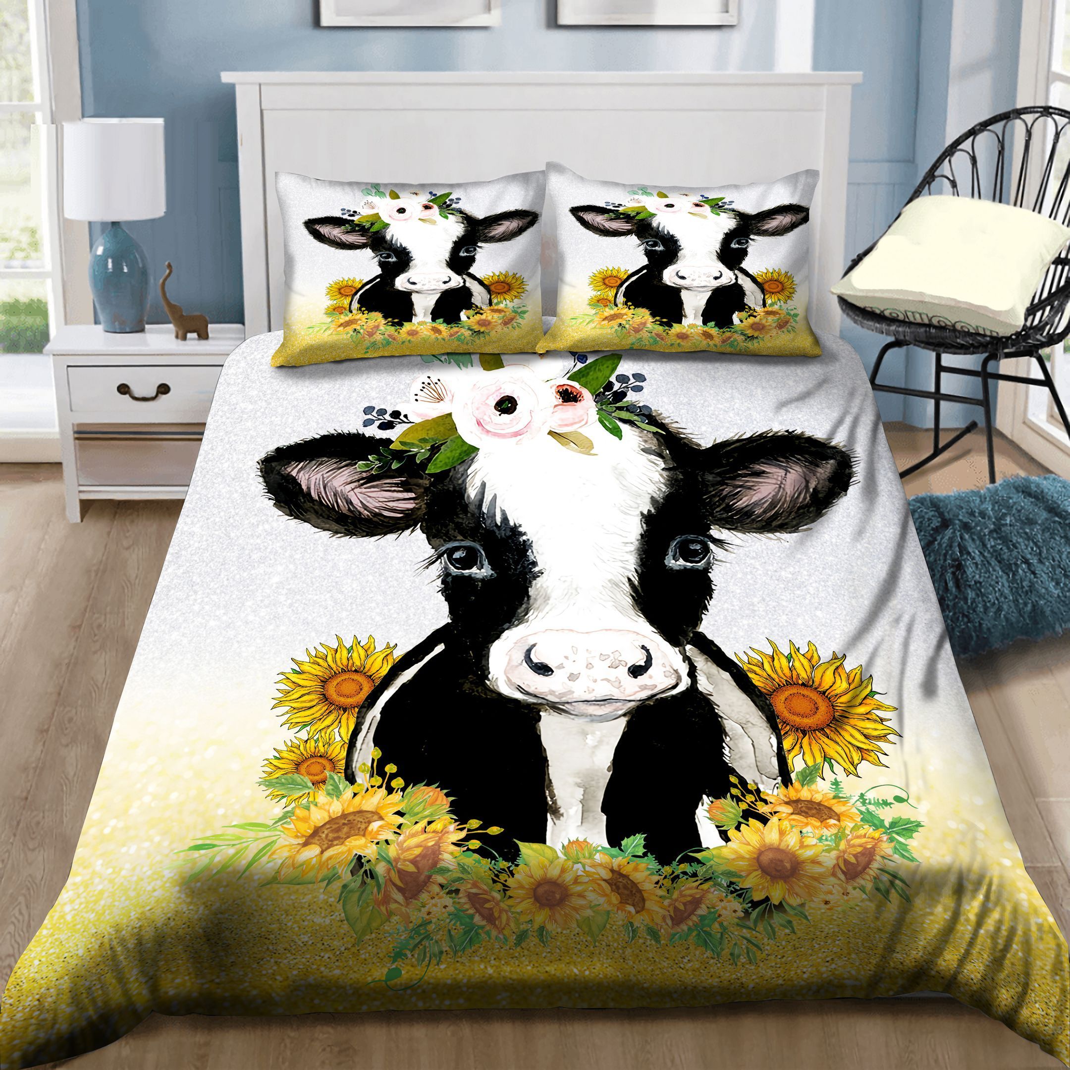 Cow Sunflower Bedding Set