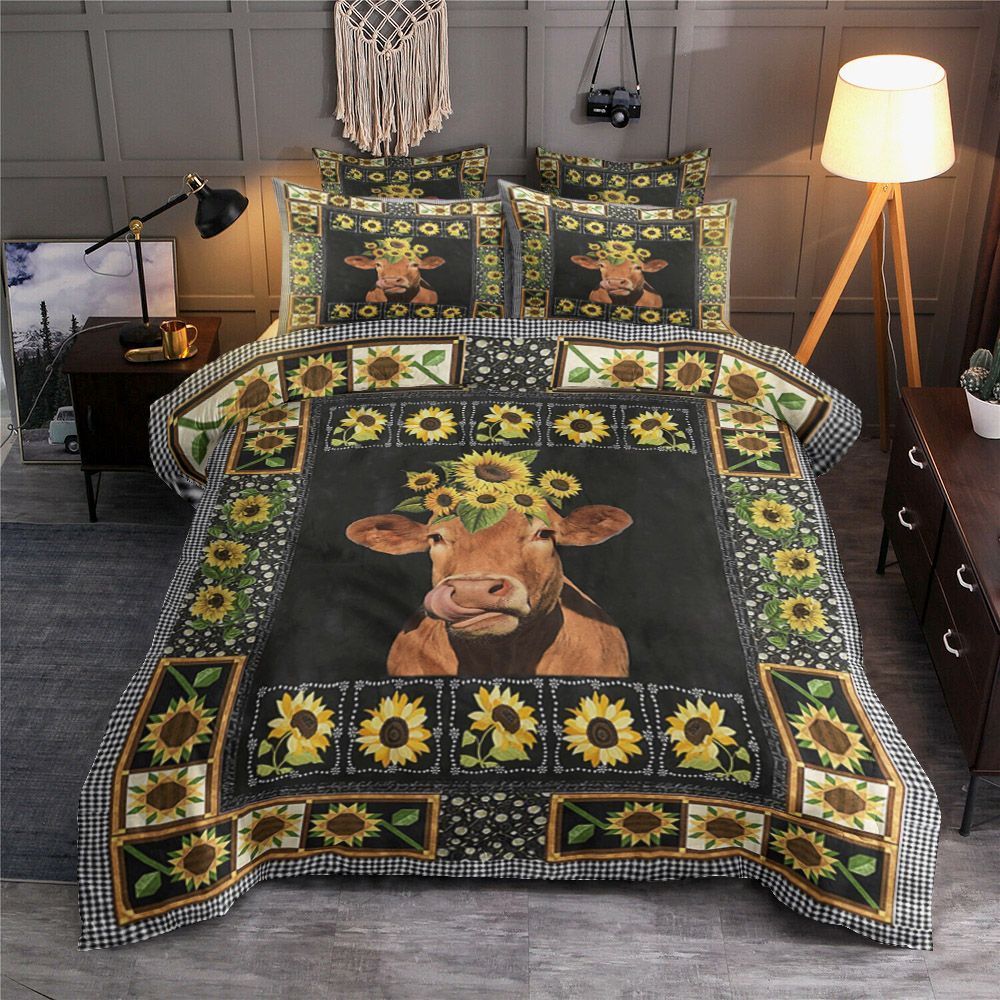 Cow Sunflower Bedding Set