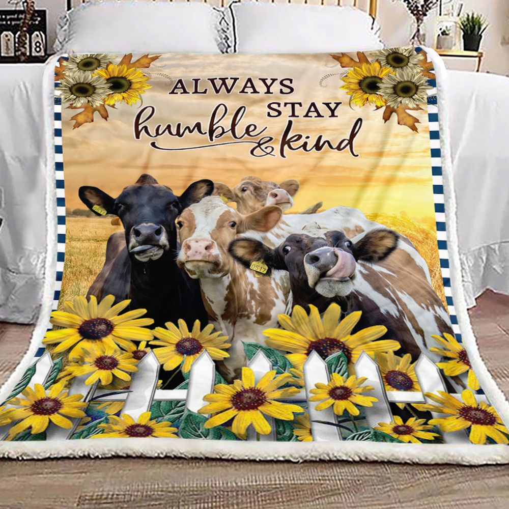 Cow Sunflower Fleece Blanket