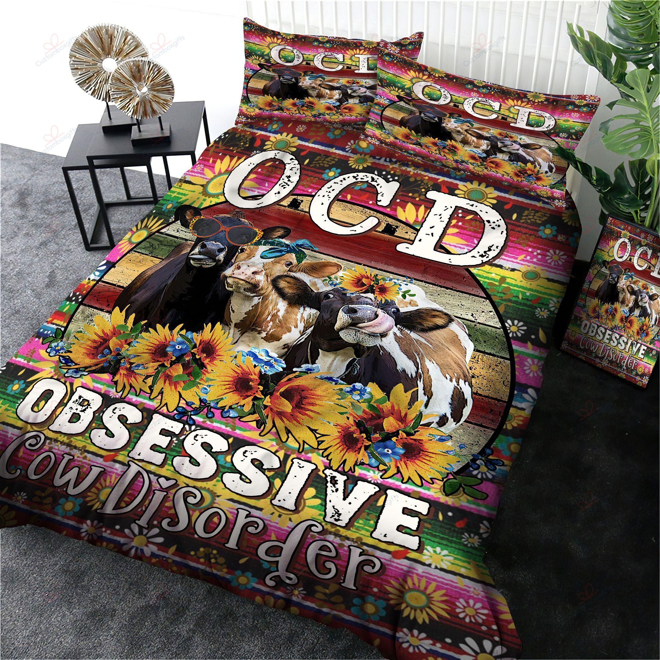 Cow Sunflower Ocd Obsessive Cow Disorder Bedding Set