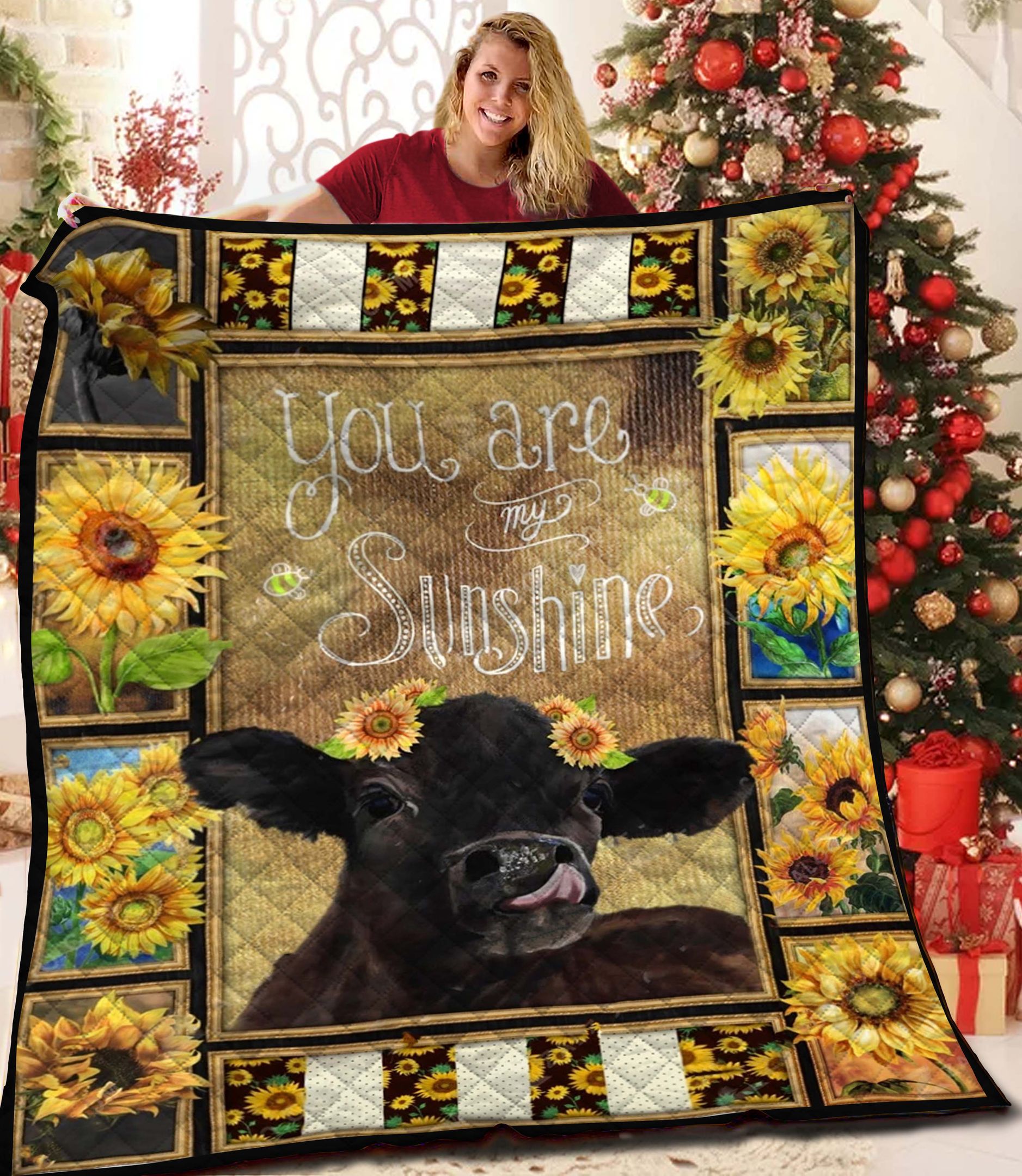 Cow Sunflower Quilt Blanket CCC2610938