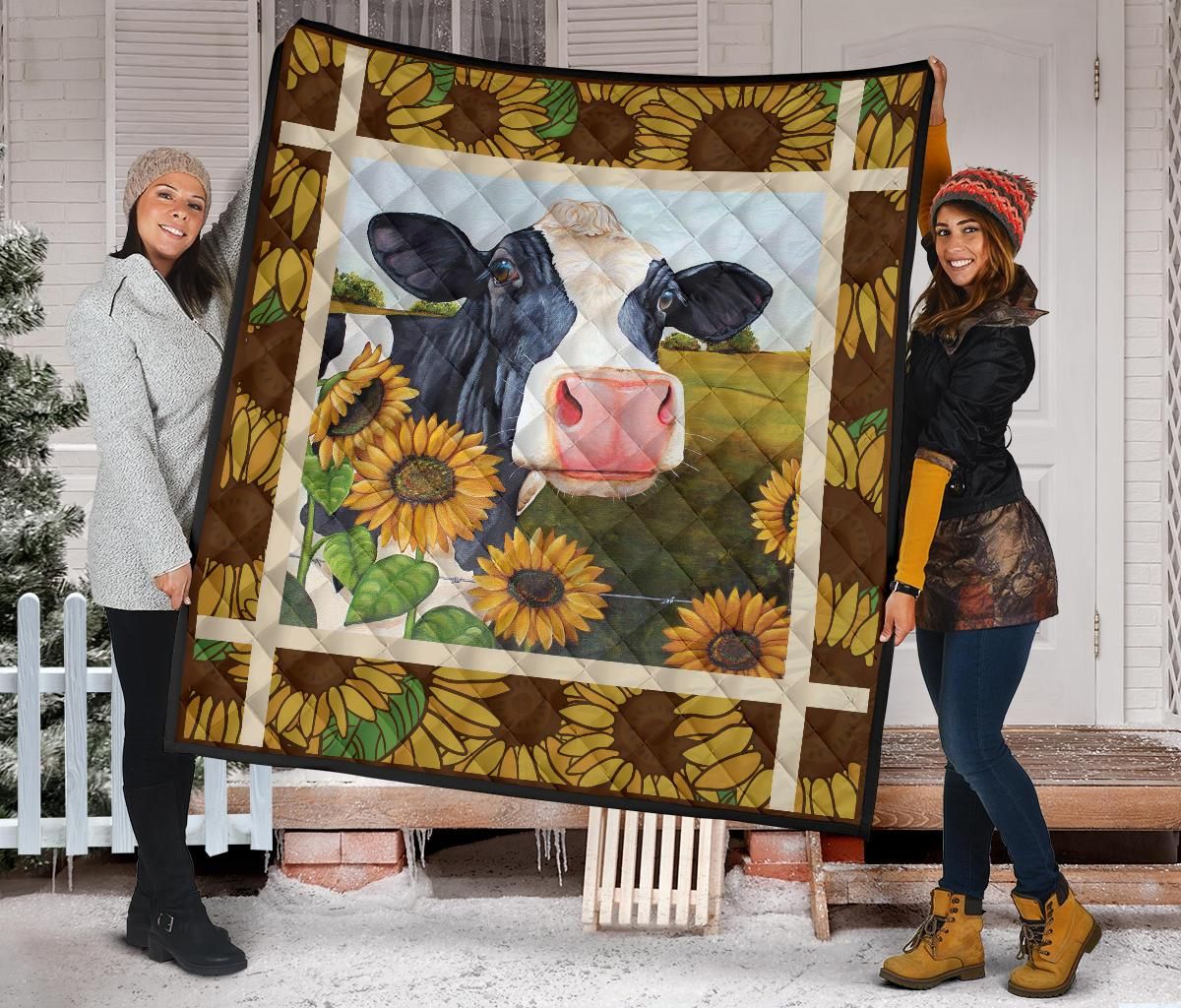 Cow Sunflowers Quilt For Cow Lovers Sk03 DHC02012033TD