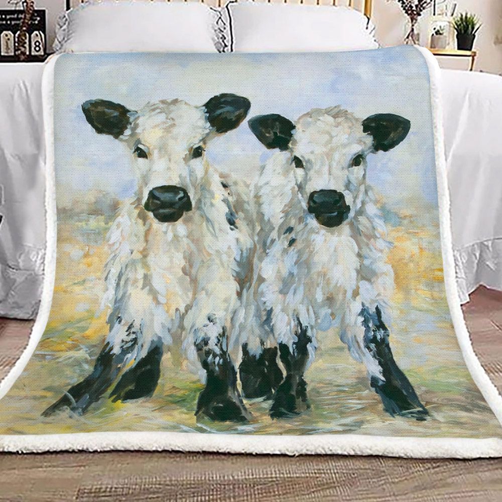 Cow Sherpa Fleece Blanket