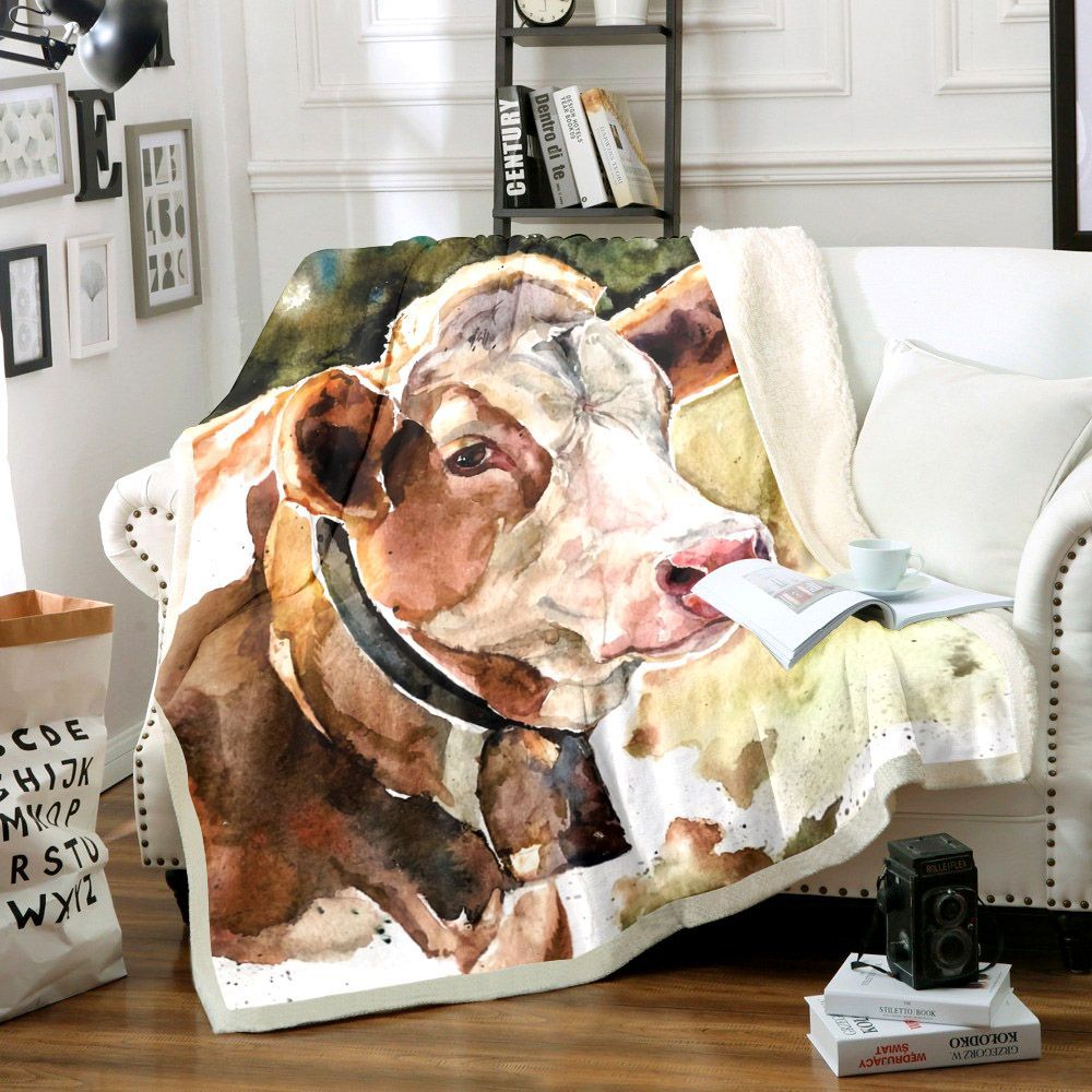 Cow Sherpa Fleece Blanket