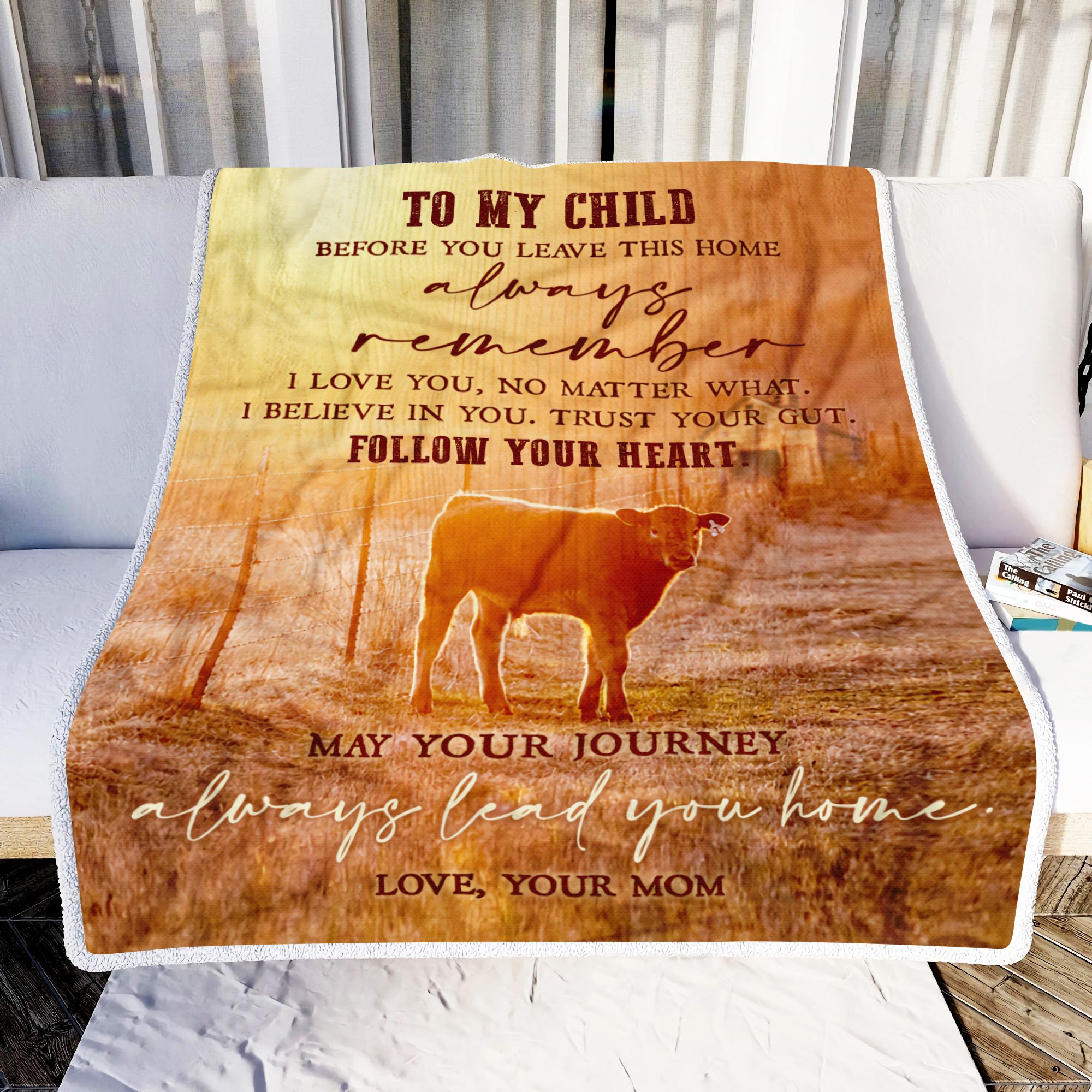 Cow To My Child Follow Your Heart Fleece Blanket