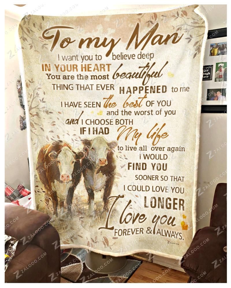 Cow To My Man I Choose Both Sherpa Fleece Blanket