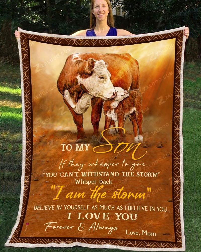 Cow To My Son Love Mom Sherpa Fleece Blanket