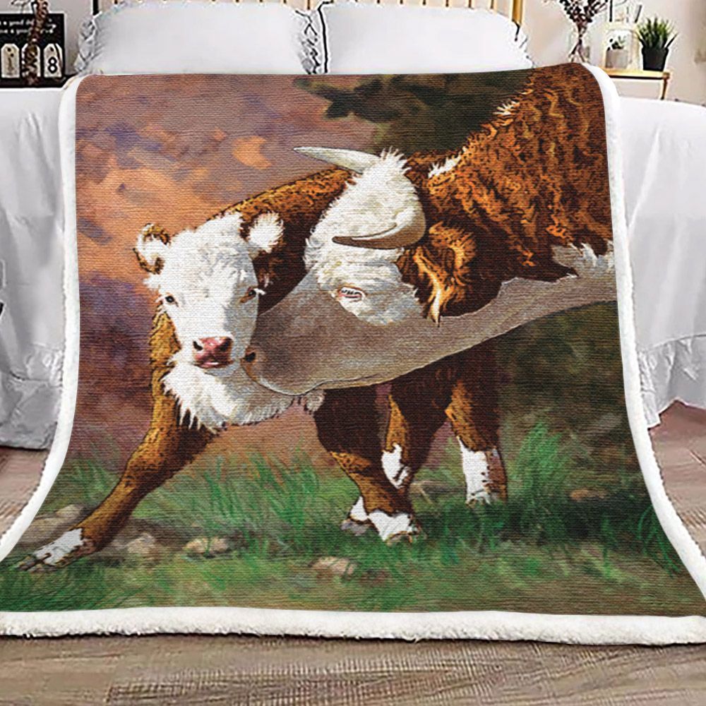 Cow Sherpa Fleece Blanket