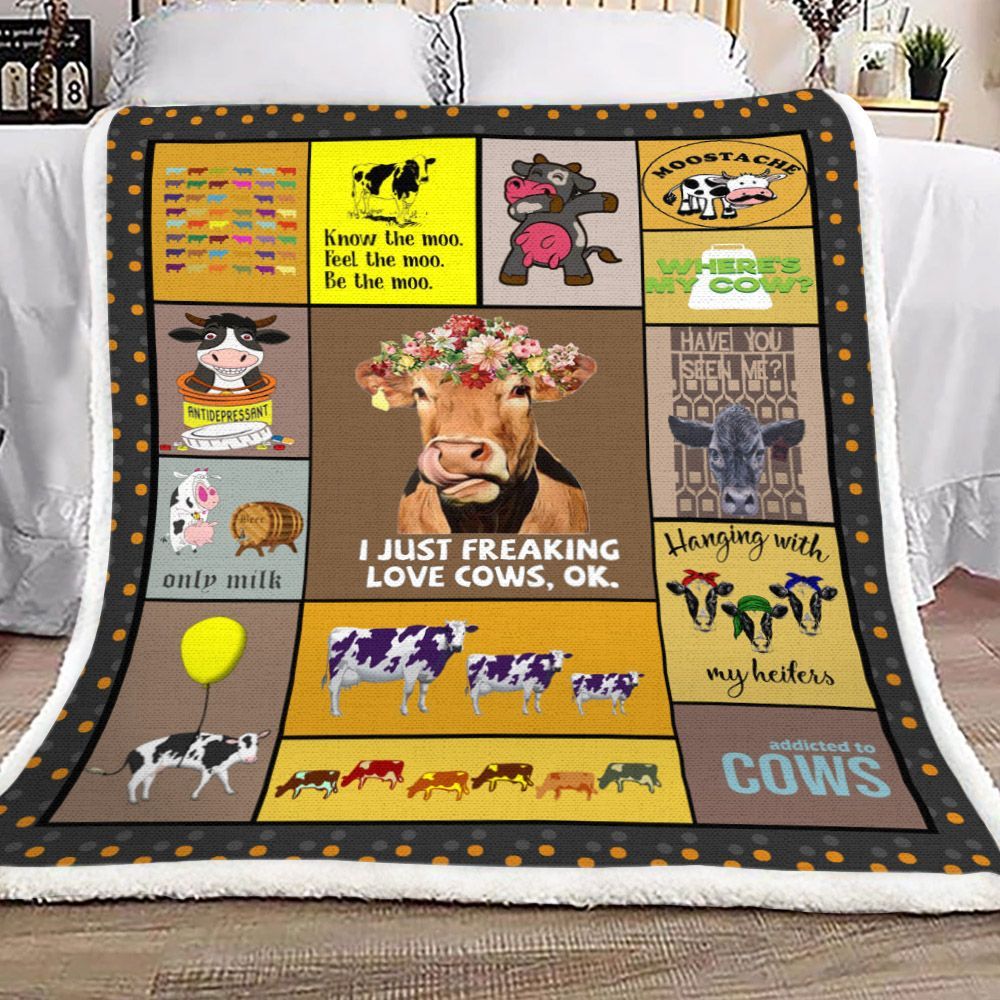 Cow Sherpa Fleece Blanket
