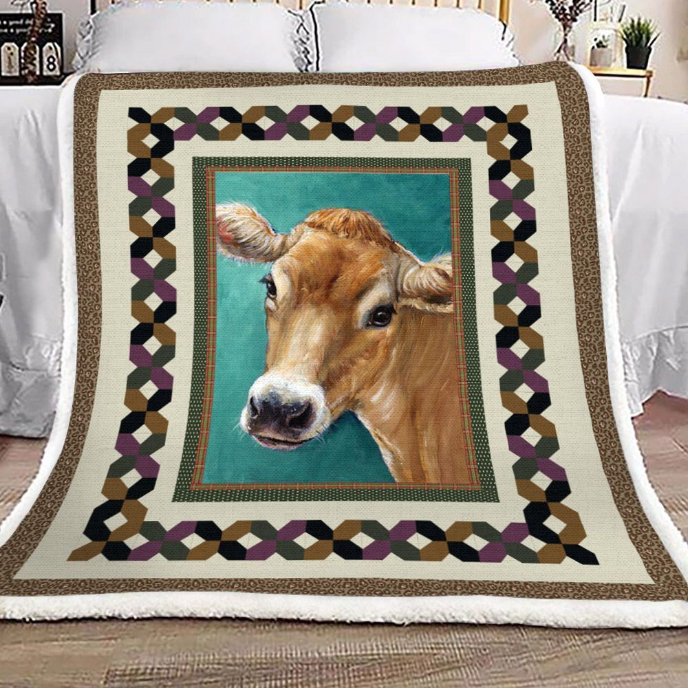 Cow Sherpa Fleece Blanket