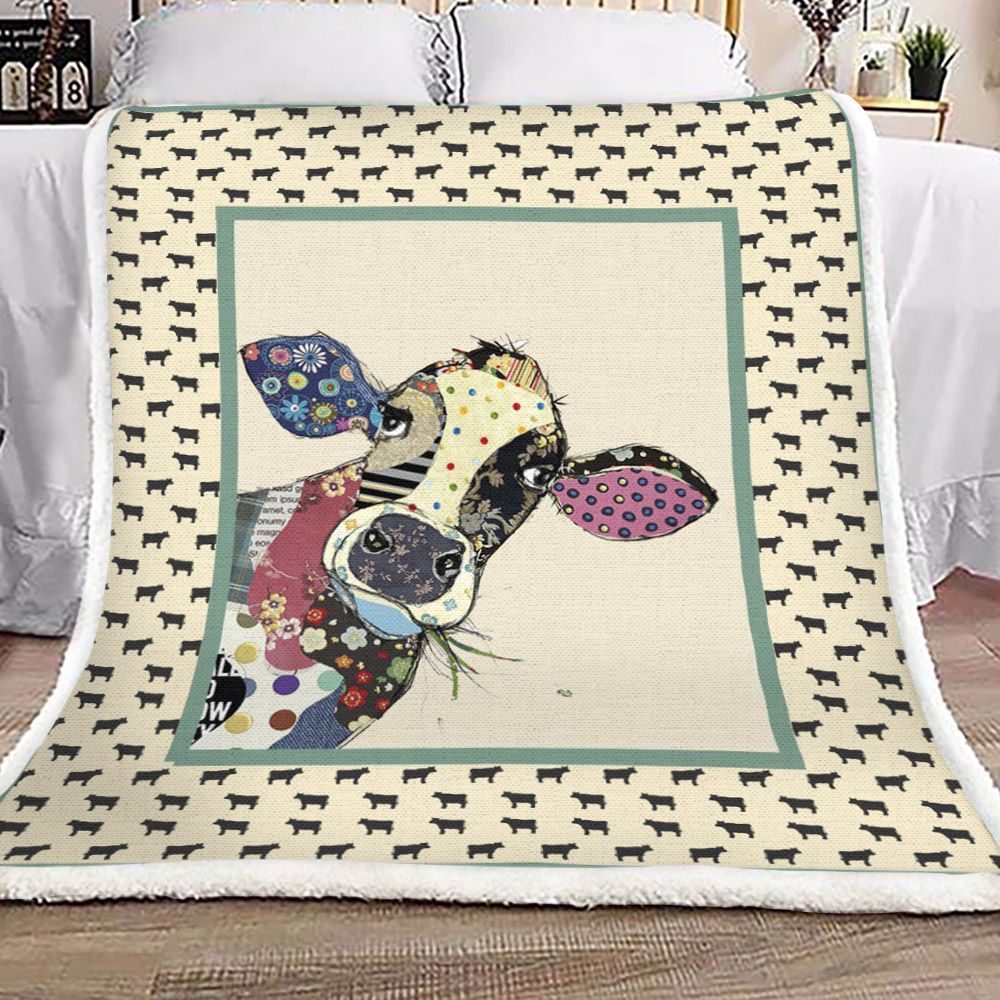 Cow Sherpa Fleece Blanket