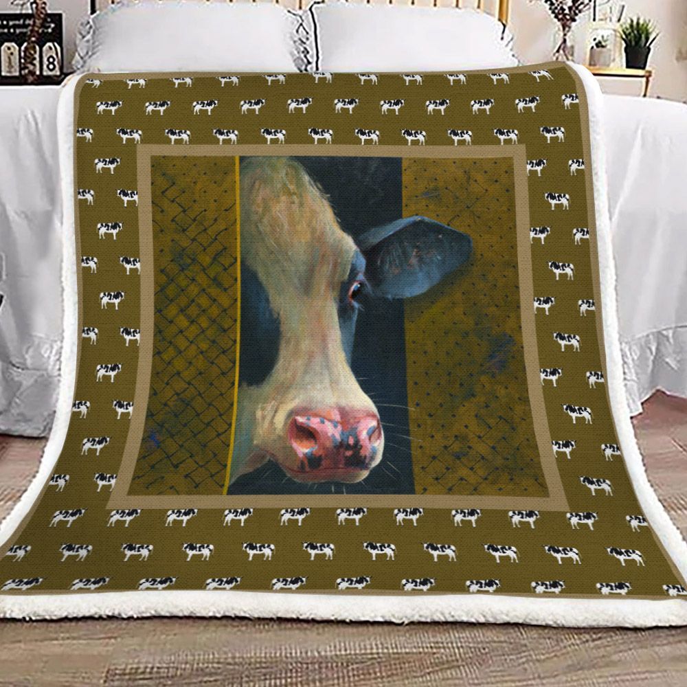 Cow Sherpa Fleece Blanket
