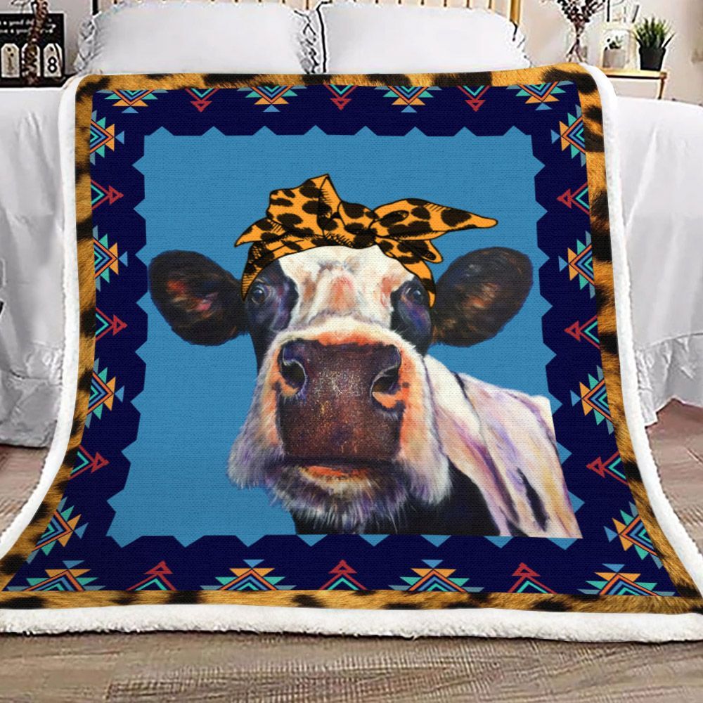 Cow Sherpa Fleece Blanket