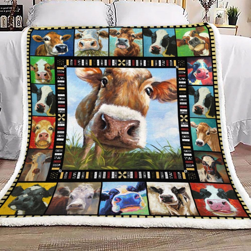 Cow Sherpa Fleece Blanket