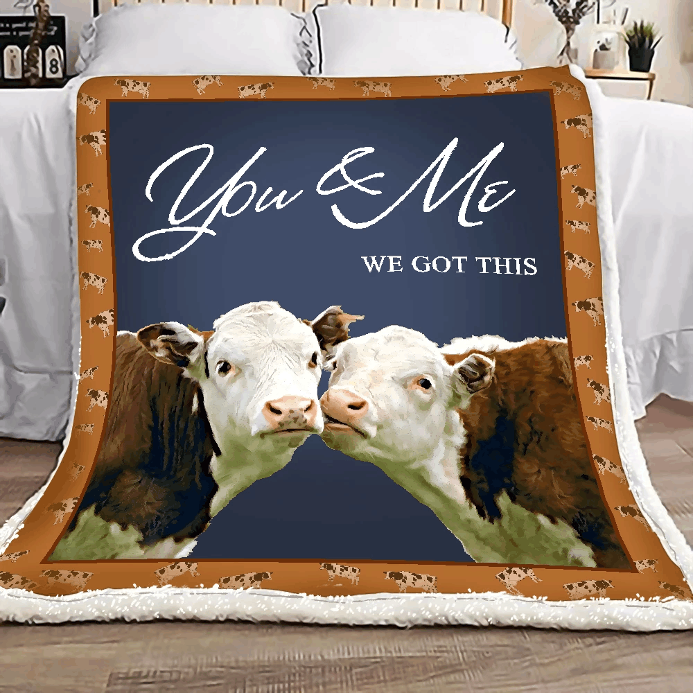 Cow You And Me We Got This Sherpa Fleece Blanket