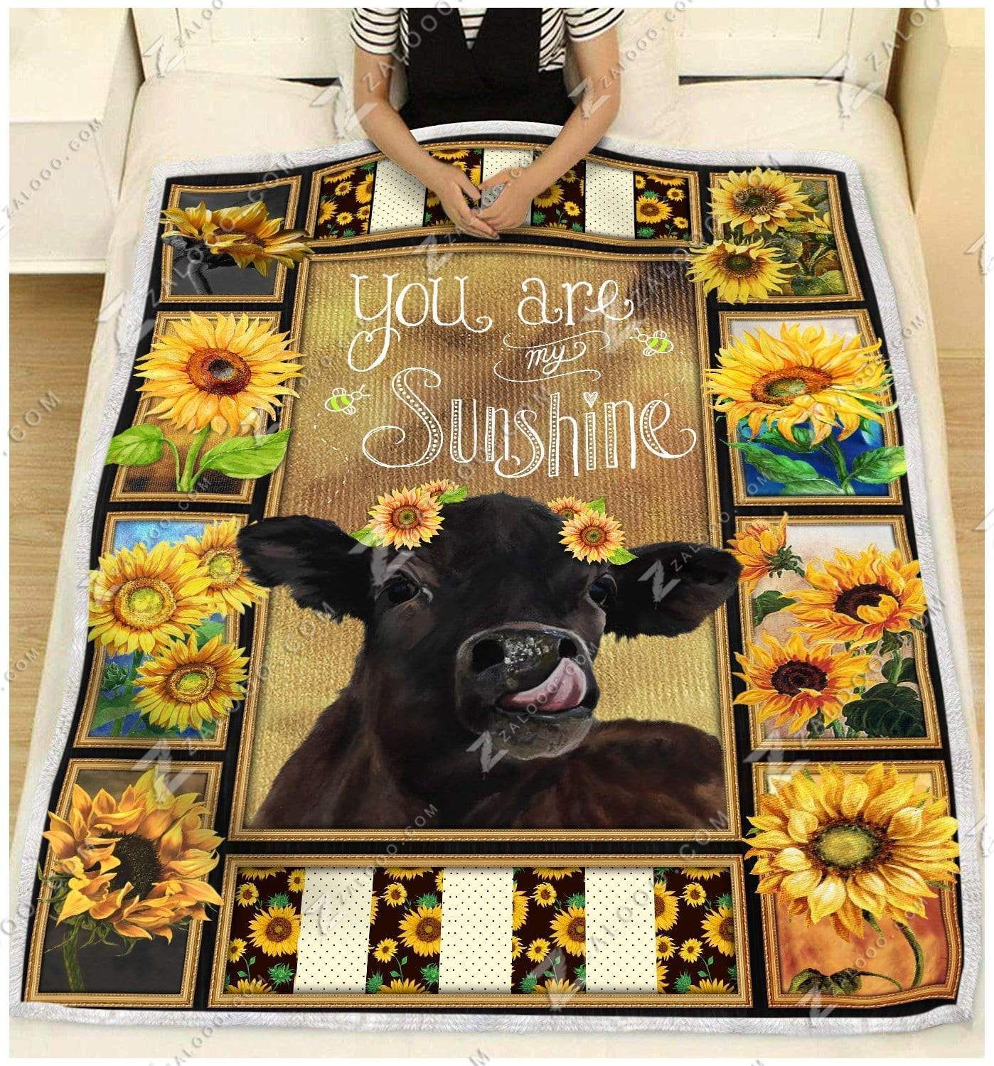 Cow You Are My Sunshine Sherpa Fleece Blanket