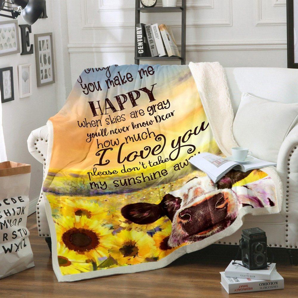 Cow You Are My Sunshine Sherpa Fleece Blanket