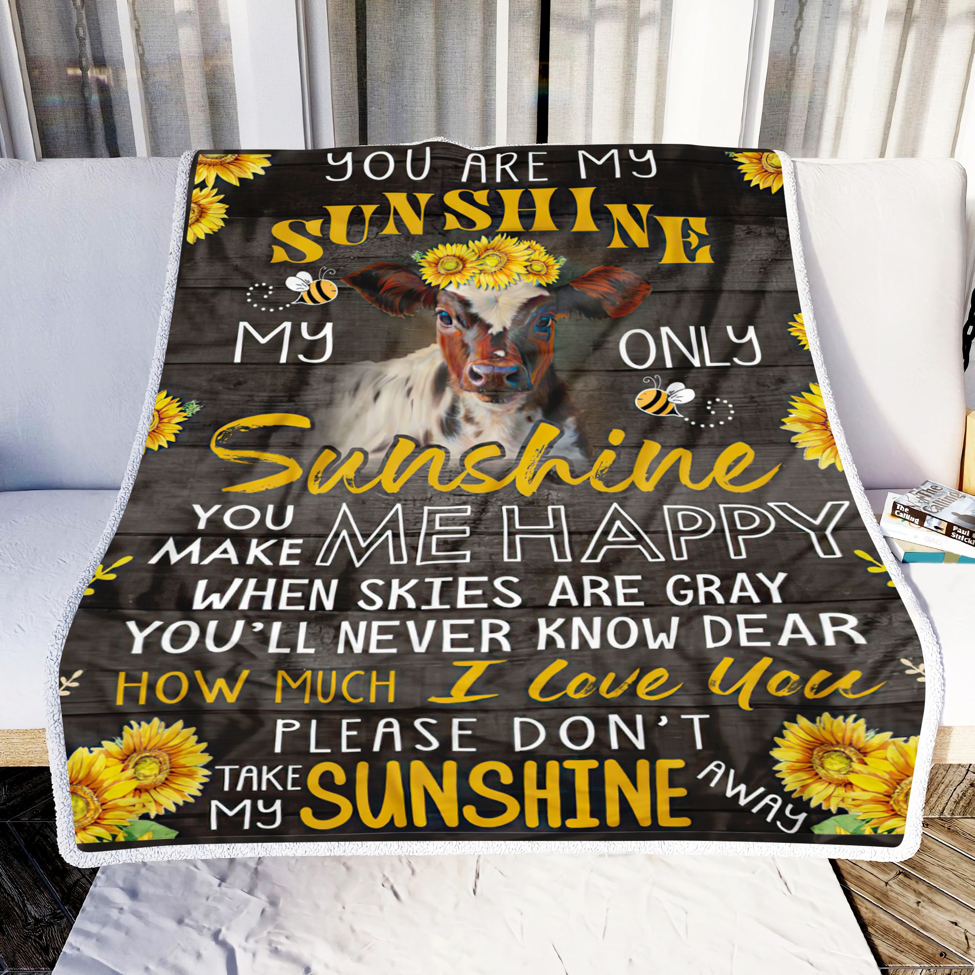 Cow You Are My Sunshine Fleece Blanket