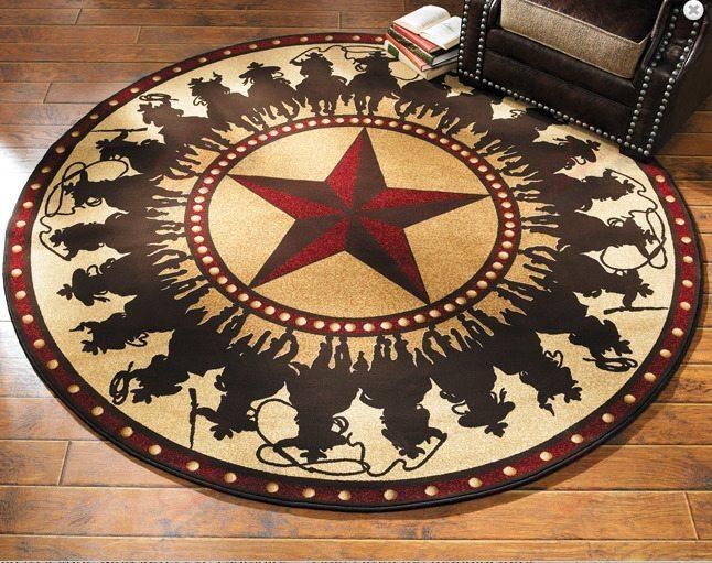 Cowboy And Horse Round Carpet