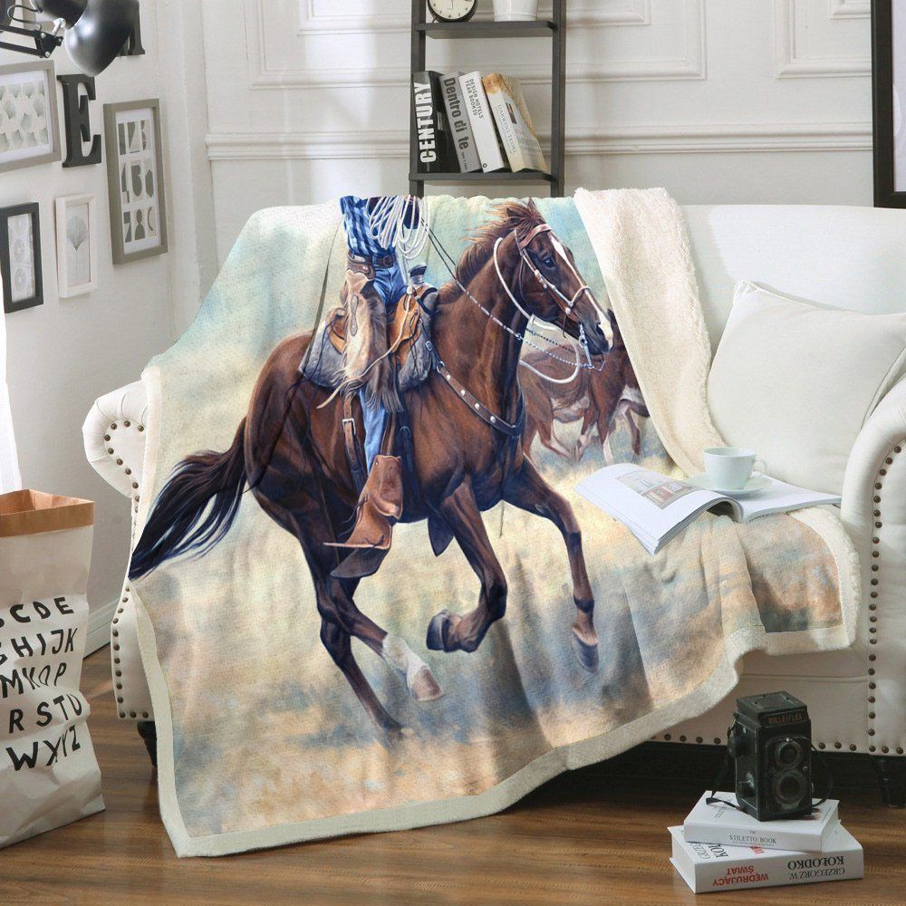 Cowboy Sherpa Fleece Blanket